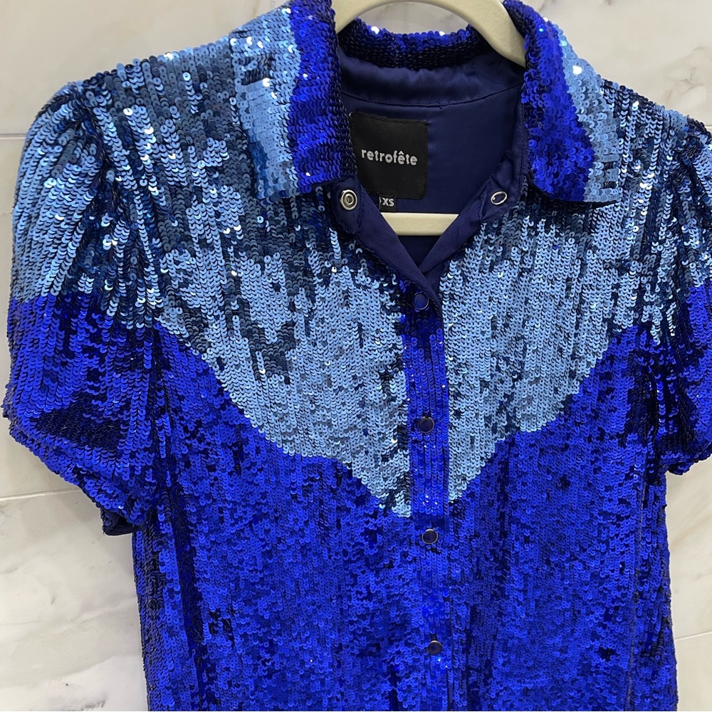 Retrofete Sequin Button Up Shirt